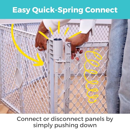 Toddleroo by North States - Superyard Duo Extra Wide Baby Gate & Play Yard: 6 Panel Baby Playpen - Included Wall Mount Kit - Made in USA - 38.5 to 201 Inches Wide - 26 Inches Tall - Light Gray