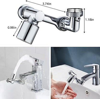 1080°Swivel Faucet Extender, Sink Water Faucet Aerator Extension in Brass, Swivel Robotic Arm Bathroom Faucet Extender, Kitchen Rotating Extension Filter with 2 Mode Splash