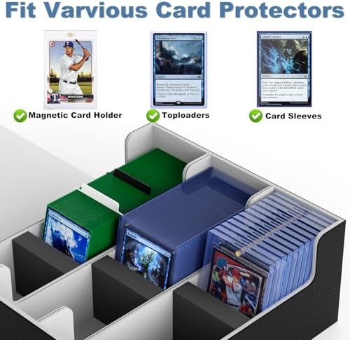 Mlikero Card Deck Case for Trading Cards 1800+, Trading Card Storage Box for Magnetic Card Holder and Hard Plastic Card Protectors, Leather Magnetic Closure Deck Box Fit for MTG, TCG