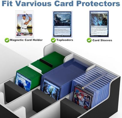 Mlikero Card Deck Case for Trading Cards 1800+, Trading Card Storage Box for Magnetic Card Holder and Hard Plastic Card Protectors, Leather Magnetic Closure Deck Box Fit for MTG, TCG