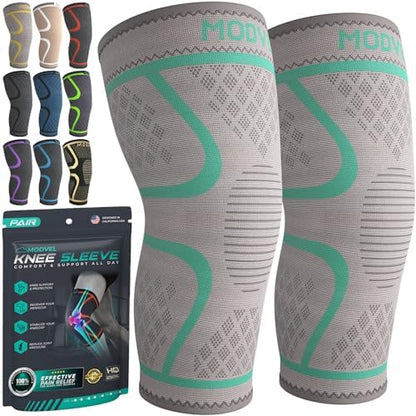 Modvel Compression Knee Brace for Women & Men, 2-Pack Knee Brace for Running Knee Pain, Knee Support Compression Sleeve, Workout Sports Knee Braces for Meniscus Tear, ACL & Arthritis Pain Relief