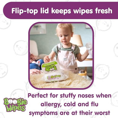 Baby Wipes Unscented by Boogie Wipes, Wet Wipes for Face, Hand, Body & Nose, Made with Vitamin E, Aloe, Chamomile and Natural Saline, 30 Count, Pack of 6