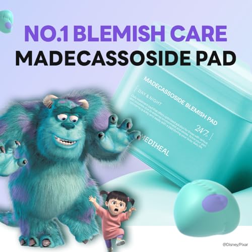 MEDIHEAL Madecassoside Toner Pads [Disney Pixar Edition] - Centella Asiatica to Improve Uneven Skin Tone - Vegan Face Gauze, Full size 100 + Refill 100 (200 pads)