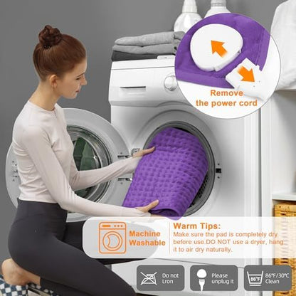 Heating Pad-Electric Heating Pads for Back,Neck,Abdomen,Moist Heated Pad for Shoulder,Knee,Hot Pad for Arms and Legs,Dry&Moist Heat & Auto Shut Off(Purple, 12''×24'')