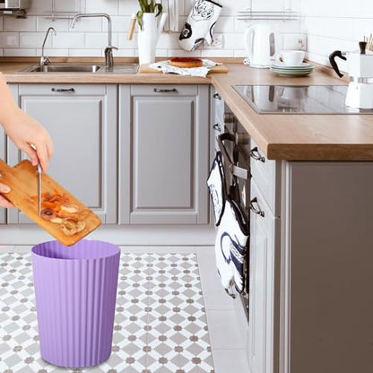 JiatuA Small Trash Can Plastic Wastebasket Round Garbage Container Bin for Bathroom, Kitchen, Bedroom, Home Office, College Dorm, Taro Purple