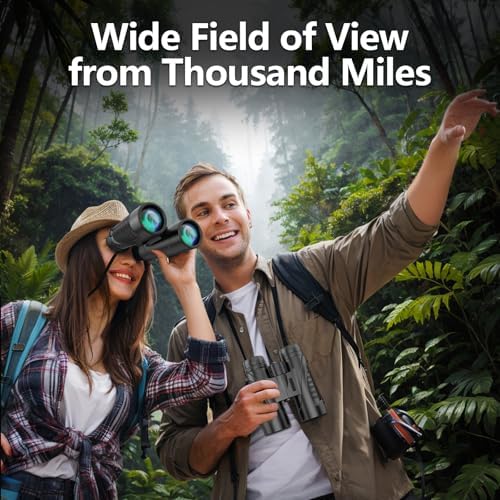 Binoculars 12x42 for Adults and Kids Night Vision Binoculars Compact Binocular Large Eyepiece Waterproof Binocular Wide Field of View for Bird Watching,Hiking,Hunting,Concert with Carrying Bag