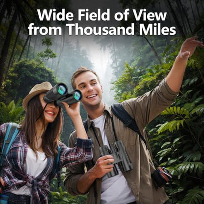 Binoculars 12x42 for Adults and Kids Night Vision Binoculars Compact Binocular Large Eyepiece Waterproof Binocular Wide Field of View for Bird Watching,Hiking,Hunting,Concert with Carrying Bag