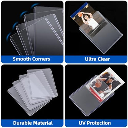 1000 Card Sleeves Top Loaders for Cards, Arjiekwei 3"X4" Baseball Card Protectors Hard Plastic, Premium Toploaders Card Holder for Trading Sports Football Game Card(500 Top Loaders + 500 Card Sleeves)