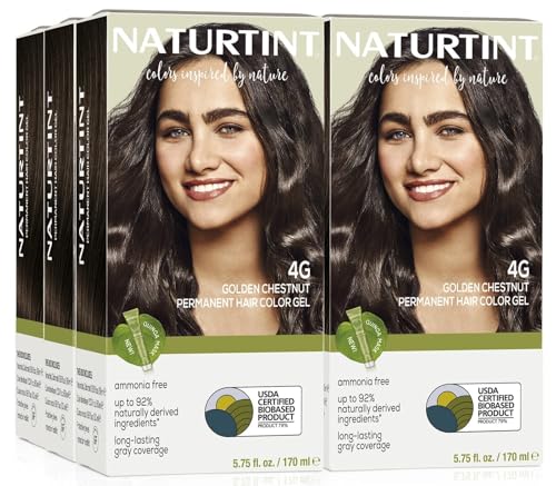 Naturtint 4G Golden Chestnut Permanent Hair Color (Pack of 6), Ammonia Free, Vegan, Cruelty Free, up to 100% Gray Coverage, Long Lasting Results (Packaging may vary)