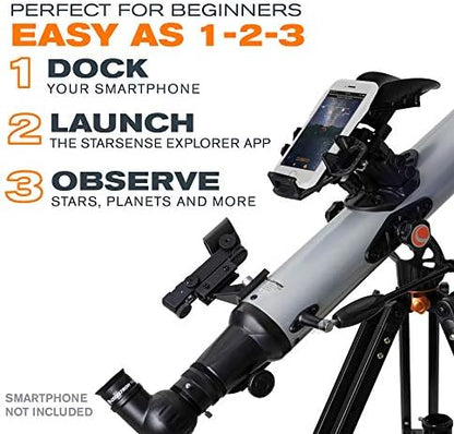 Celestron 22451 StarSense Explorer LT 80AZ Smartphone App-Enabled Telescope – Works with StarSense App to Help You Find Stars, Planets & More – iPhone/Android Compatible