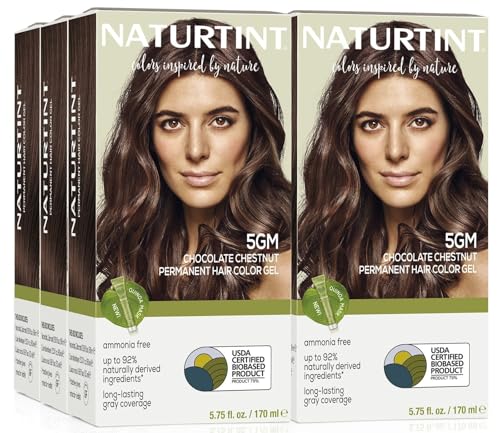 Naturtint 5GM Chocolate Chestnut Permanent Hair Color (Pack of 6), Ammonia Free, Vegan, Cruelty Free, up to 100% Gray Coverage, Long Lasting Results (Packaging may vary)