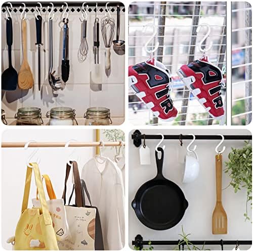 30 Pack 3 Inch White S Hooks,Vinyl Coated Heavy Duty S Hook for Hanging Plants,Non Slip Closet S Hooks,Steel Metal White Vinyl Coated Small S Hook for Hanging Jeans Pots and Pans Coffee Cups