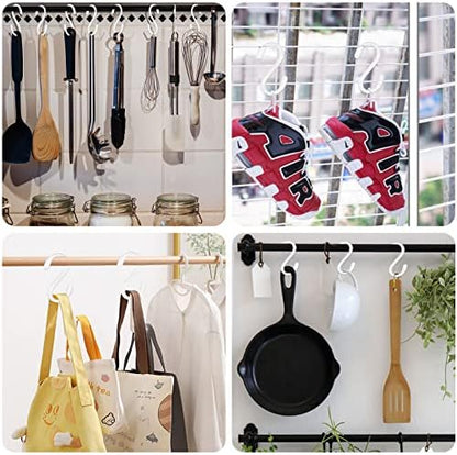 30 Pack 3 Inch White S Hooks,Vinyl Coated Heavy Duty S Hook for Hanging Plants,Non Slip Closet S Hooks,Steel Metal White Vinyl Coated Small S Hook for Hanging Jeans Pots and Pans Coffee Cups