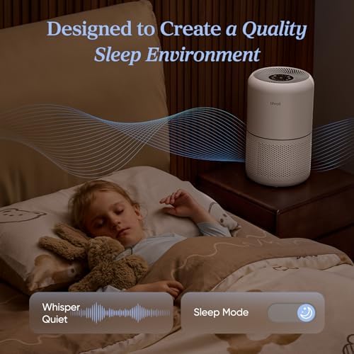 LEVOIT Air Purifier for Home Allergies Pet Hair in Bedroom, Covers Up to 1073 ft² by 56W High Torque Motor, AHAM VERIFIDE, 3-in-1 Filter with HEPA Sleep Mode, Remove Dust Smoke Odor, Core300-P, White