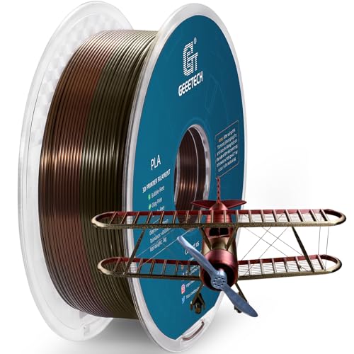Geeetech Metal-Like Shiny Silk Bronze Rainbow 3D Printer PLA Filament,Shine Silky Metallic Printing Consumable 1.75mm,Dimensional Accuracy +/- 0.02 mm,1kg Spool (2.2lbs),Fit Most FDM Printer