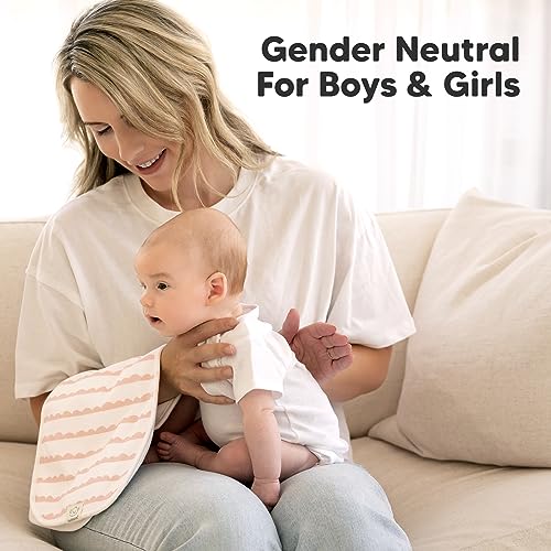 Organic Burp Cloths Baby Boy & Girl - 5-Pack Super Absorbent Cotton Burping Cloths for Babies, Soft & Plush Newborn Spit Up Rags, Infant Towels for Milk Spit Up, Unisex, Large 21" x 10" (Sweet Charm)