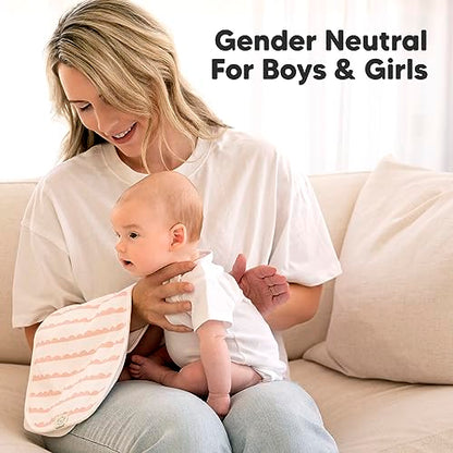 Organic Burp Cloths Baby Boy & Girl - 5-Pack Super Absorbent Cotton Burping Cloths for Babies, Soft & Plush Newborn Spit Up Rags, Infant Towels for Milk Spit Up, Unisex, Large 21" x 10" (Sweet Charm)