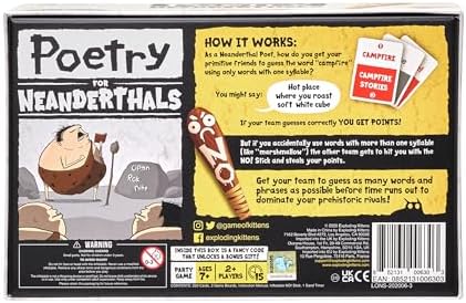 Exploding Kittens Poetry for Neanderthals 2+ Players - Ages 7+ - 15 Minutes to Play - Competitive Word Guessing Game - Party Game, Family Game Night, Kid and Adult Card Game