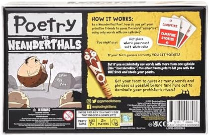 Exploding Kittens Poetry for Neanderthals 2+ Players - Ages 7+ - 15 Minutes to Play - Competitive Word Guessing Game - Party Game, Family Game Night, Kid and Adult Card Game