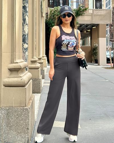 G4Free Yoga Pants Women Wide Leg Pants with Pockets High Waist Stretch Dress Casual Sweatpants Petite/Regular/Tall