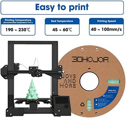 Matte PLA Filament 1.75mm, Upgrade Matte 3D Printer PLA Filament, 1KG*2 Bundle Cardboard Spool 3D Printing Filament for 3D Printers(Matte Green+Blue 2Pack)