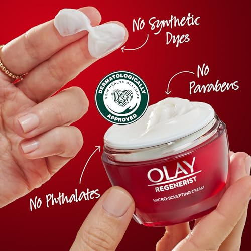 Olay Face Moisturizer, Regenerist Micro-Sculpting Facial Cream for Women - Instant Hydration, Anti-Aging, Anti-Wrinkle, Firming Skin Care - Hyaluronic Acid, Niacinamide, Amino Peptides, 1.7 Oz