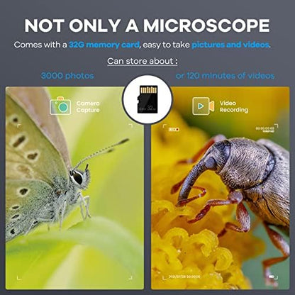 Andonstar AD203 Handheld Digital Microscope, Portable Pocket USB Coin Microscope with 4 inch Screen for Kids and Adults, Black, Electronic FHD Video, Windows Mac PC