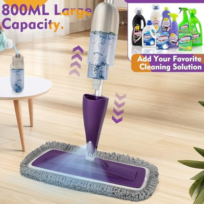Spray Mop for Floor Cleaning with Washable Reusable Pads - Microfiber Wet Dry Mop with 800 ml Refillable Bottle,Dust Mops with Sprayer for Hardwood Laminate Vinyl Tile