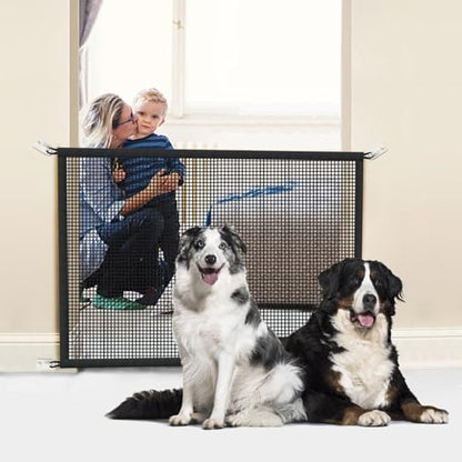 Dog Gate for Stairs Pet Gates for The House: Dogs Screen Mesh Gate for Doorways Stairways Indoor 29 inch Tall, 50 inch Wide Fits 44-47 inch Openings