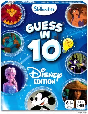 Skillmatics Guess in 10 Disney, Card Game for Girls, Boys, Kids, Teens, Adults, Who Love Cinderella, Mickey Mouse, Moana, Gifts for Ages 6, 7, 8, 9 and Up