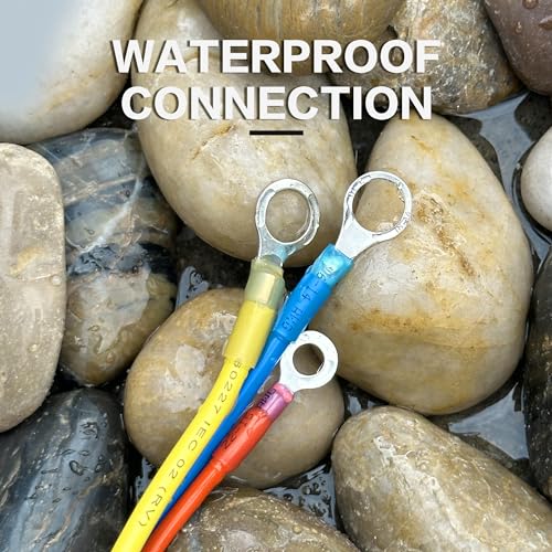 600Pcs Heat Shrink Wire Connectors Electrical Kit - Oiojuct Marine Automotive Crimp Terminals Assortment, Waterproof Ring Fork Spade Electrical Butt Connector