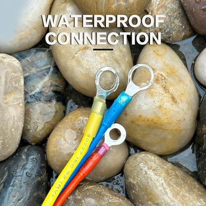 180Pcs Heat Shrink Wire Connectors Kit - Waterproof Marine Automotive Battery Electrical Crimp Terminals Set, Ring Fork Spade Butt Splices