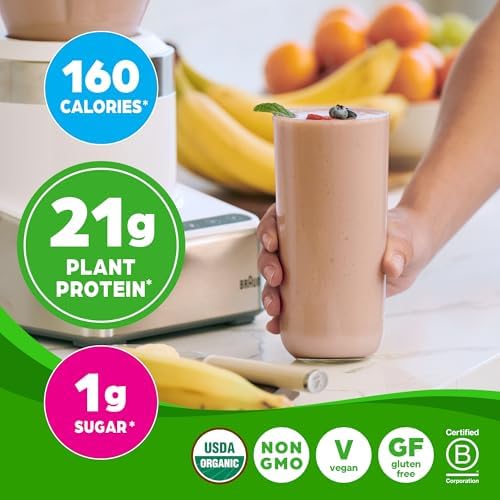 Orgain Organic Vegan Protein Powder + 50 Superfoods, Creamy Chocolate Fudge - 21g Plant Based Protein, Gluten Free, Dairy Free, Lactose Free, Soy Free, No Sugar Added, Kosher, B Vitamins - 2.02lb