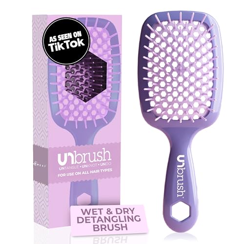 FHI Heat UNbrush Detangling Brush for Pain-Free Brushing on All Wet or Dry Hair Types — Durable DuoFlex Anti-Static Bristles, Lightweight Handle, Vented Hair Brush