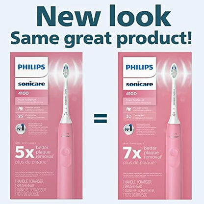 Philips Sonicare 4100 Rechargeable Electric Toothbrush, with Pressure Sensor, 2 Intensity Settings, SmarTimer and QuadPacer, 14-Day Battery Life, Deep Pink, Model HX3681/26