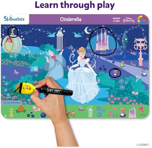 Skillmatics Search and Find Disney Princess Educational Game - Reusable Preschool Learning Activities, Perfect for Toddlers & Kids Who Love Toys, Art & Crafts, Gifts for Boys & Girls Ages 3, 4, 5, 6
