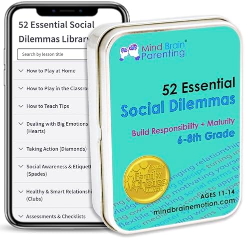 52 Essential Social Dilemmas: Skills for Kids & Teens to Thrive in Middle School - Conversation Cards Created by Teachers & Counselors for Family, Classroom, Counseling, Therapy Game (6-8 Grade)