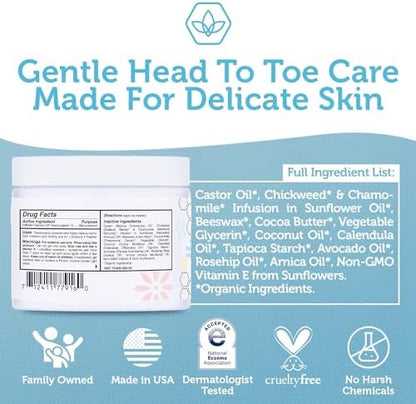 Era Organics Healing Ointment for Babies - USDA Certified Organic Natural Moisturizer Gentle on Sensitive Skin Prone To Baby Eczema, Cradle Cap (Infant Seborrheic Dermatitis), Rashes, Hives 4oz