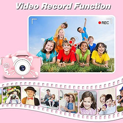 Goopow Kids Camera Toys for 3-8 Year Old Girls Boys,Children Digital Video Camcorder Camera with Cartoon Soft Cover, Best Chritmas Birthday Festival Gift for Kids - 32G SD Card Included