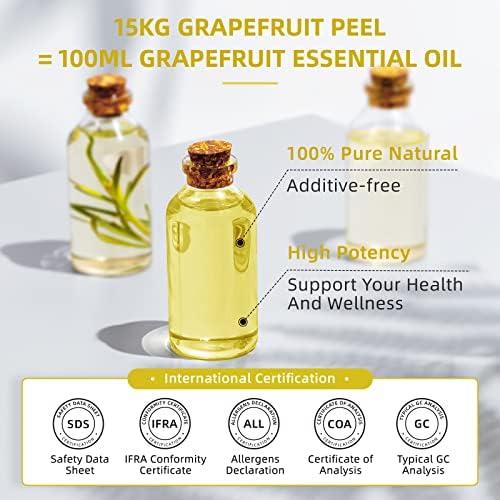 HIQILI 16 Fl Oz Grapefruit Essential Oil, for Diffuser, Skin Care, 100% Pure and Natural