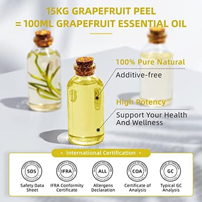 HIQILI 16 Fl Oz Grapefruit Essential Oil, for Diffuser, Skin Care, 100% Pure and Natural