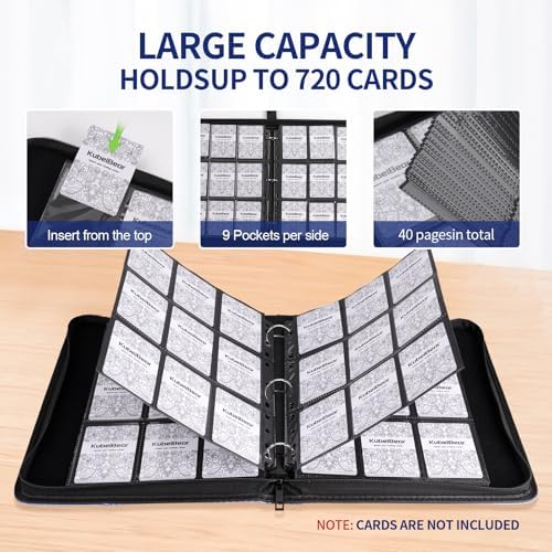 Premium 9-Pocket Card Binder 720 Capacity, Zippered Trading Card Holder for MTG, Sports & Collectible Cards – Acid-Free, Durable & Travel-Friendly Storage (White, 9 Pocket)