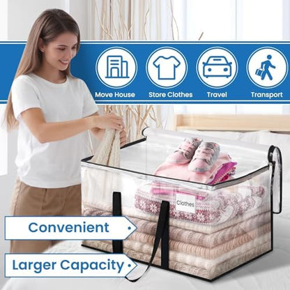 Clear Heavy Duty Extra Large Moving Supplies Storage Bags with Reinforced Handle and Double Zipper, Alternative to Moving Box (8 Packs)