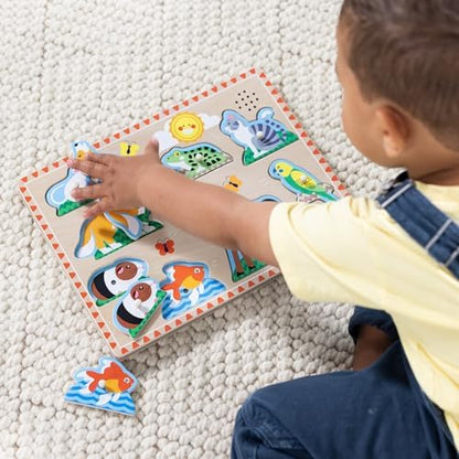 Melissa & Doug Pets Sound Puzzle - Wooden Peg Puzzle With Sound Effects (8 pcs)
