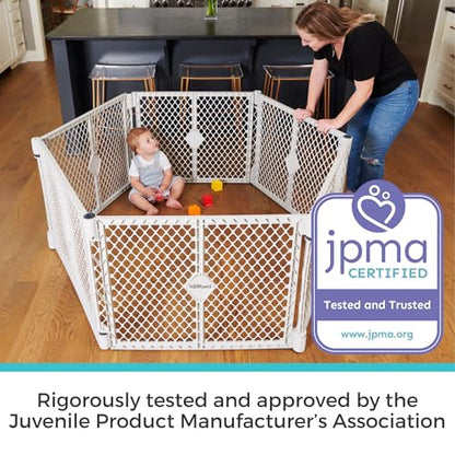 Toddleroo by North States - Superyard Duo Extra Wide Baby Gate & Play Yard: 6 Panel Baby Playpen - Included Wall Mount Kit - Made in USA - 38.5 to 201 Inches Wide - 26 Inches Tall - Light Gray