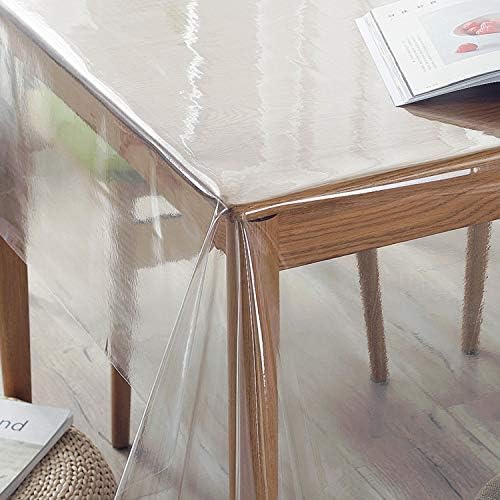sancua Clear Plastic 100% Waterproof Tablecloth - 60 x 102 Inch - Vinyl PVC Rectangle Table Cloth Protector Oil Spill Proof Wipe Clean Table Cover for Dining Tables, Parties & Camping, Crystal Clear
