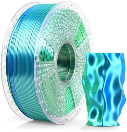 SUNLU Silk Dual Color Pla Filament, Silk PLA 3D Printer Filament 1.75mm, Shiny Silk Texture, Dimensional Accuracy +/- 0.02mm, 1KG Spool (2.2 lbs), PLA Silk Dual Color (Blue Green)