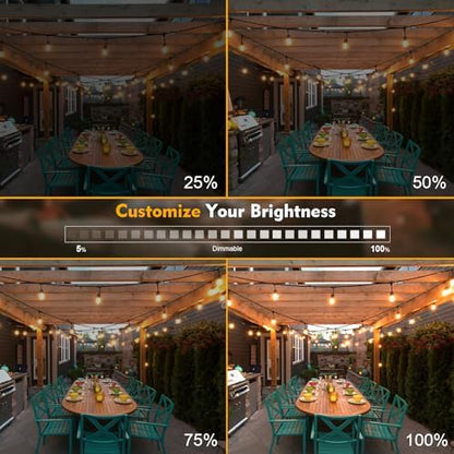 24 Pack LED S14 Replacement Light Bulbs, Waterproof 1W Vintage Edison Bulbs for Outdoor Patio Backyard String Lights, Dimmable, E26 Regular Medium Screw Base, 2200K Warm White