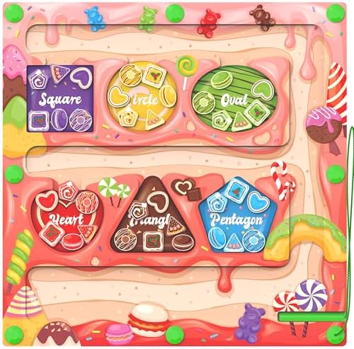 Magnetic Color & Shape Maze - Montessori Toys for 3 Years Old Girl Boy, Color and Shape Sorting Toy, Magnetic Activity Puzzle Board for Kids, Fine Motor Skill Game