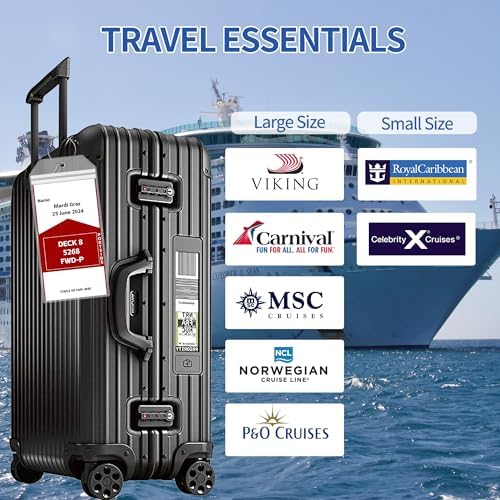 40 Pack Luggage Tags Travel Essentials & Cruise Essentials for NCL, Princess, Carnival, Royal Caribbean & Celebrity Cruise Ships by SEAVILIA